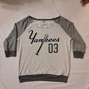 NY Yankees Victoria's Secret PINK French Terry Baseball Tee Medium Soto Judge